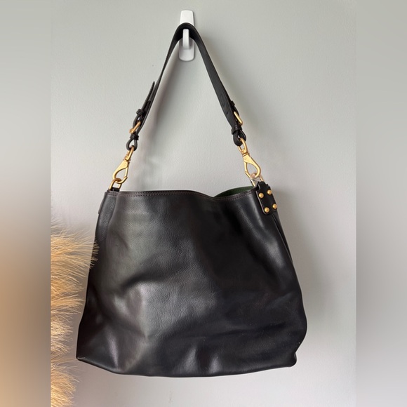 Dooney & Bourke Handbags - Dooney & Bourke Black Leather Shoulder Bag with Gold Accents